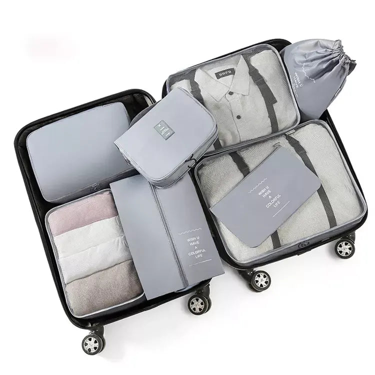 8-Piece Travel Packing Cube Set, Luggage Organiser with Shoe Bags