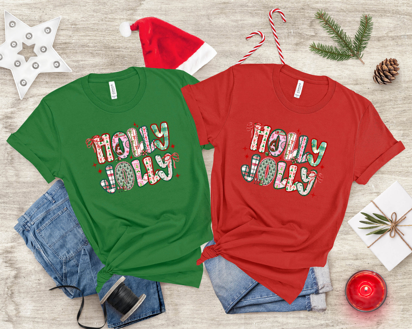 Holly Jolly Christmas T-Shirt – 100% Cotton | Festive Holiday Tee for Women & Teens