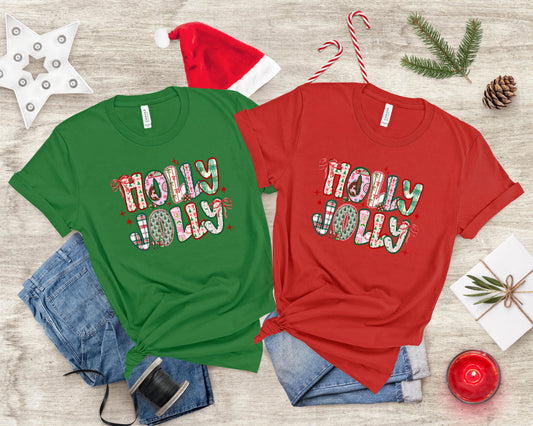 Holly Jolly Christmas T-Shirt – 100% Cotton | Festive Holiday Tee for Women & Teens