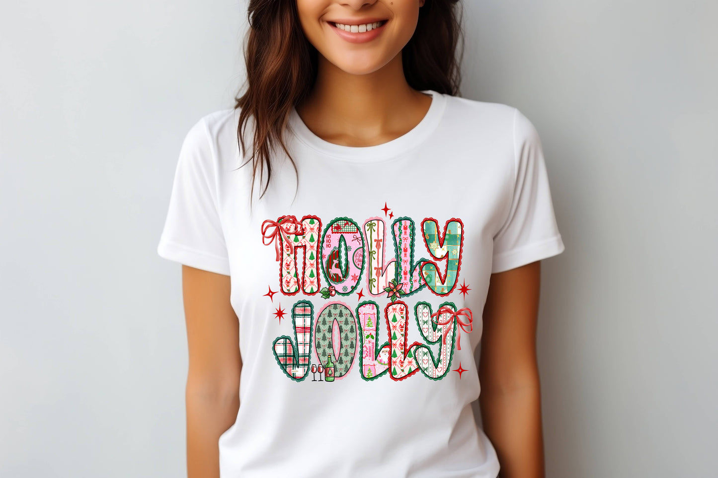 Holly Jolly Christmas T-Shirt – 100% Cotton | Festive Holiday Tee for Women & Teens
