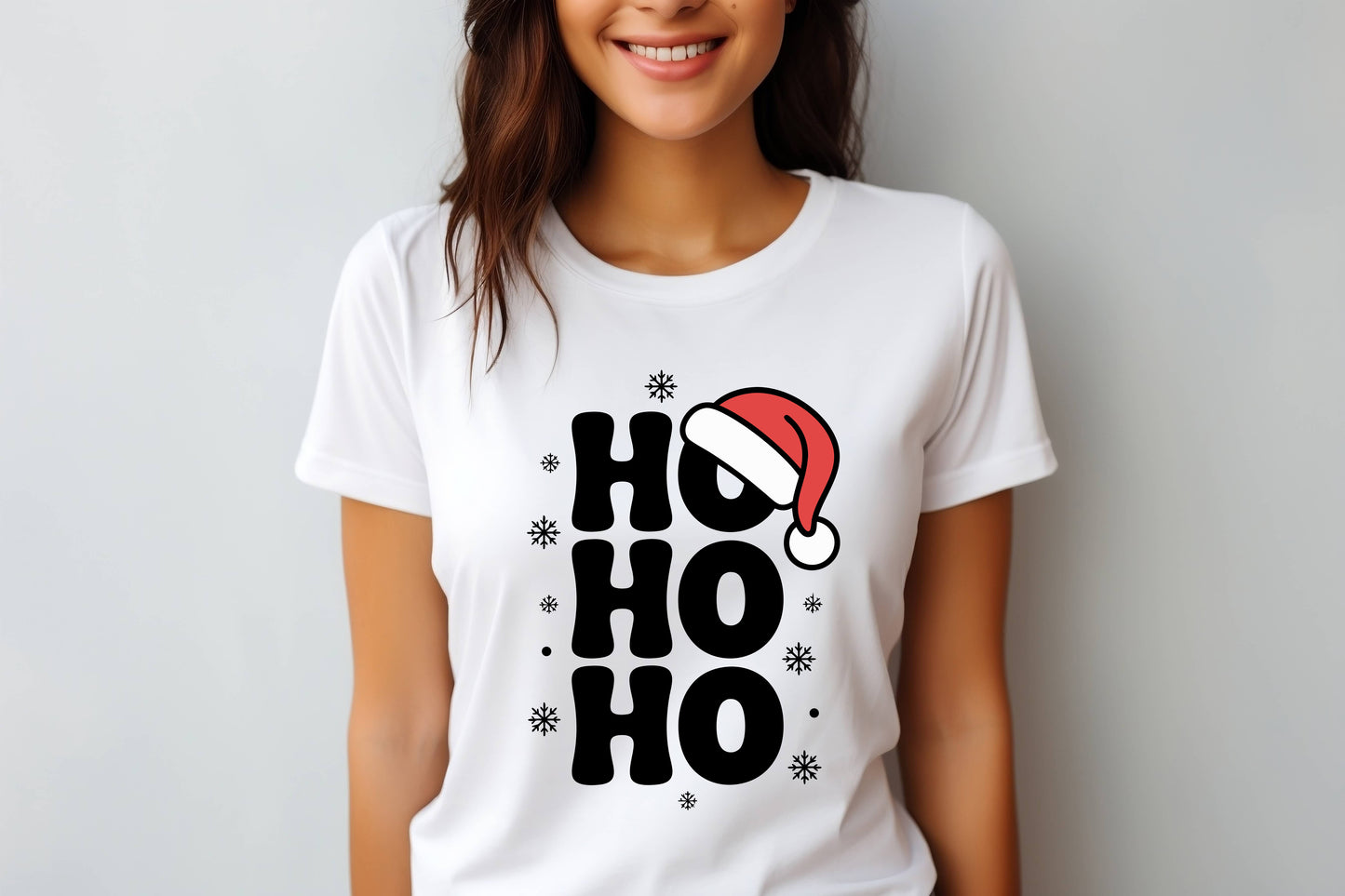 HO HO HO Christmas T-Shirt – Unisex Santa Hat Holiday Tee