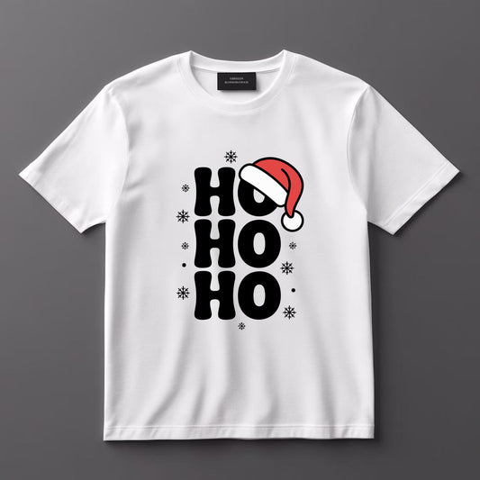 HO HO HO Christmas T-Shirt – Unisex Santa Hat Holiday Tee