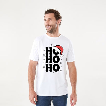 HO HO HO Christmas T-Shirt – Unisex Santa Hat Holiday Tee