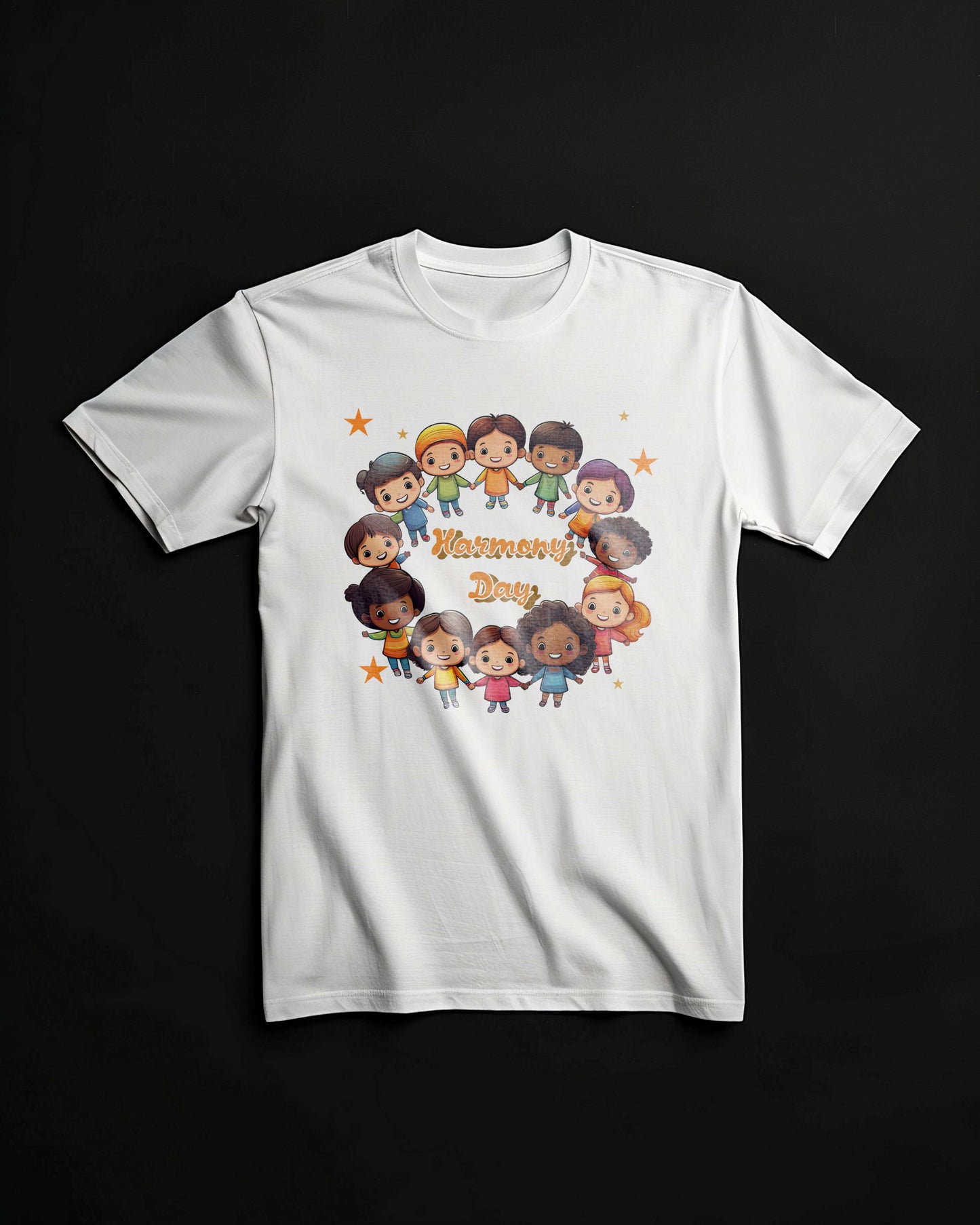 Harmony Day T-Shirt – Living in Harmony Rainbow Design | 100% Cotton Soft Comfort Fit Tee for Kids & Adults