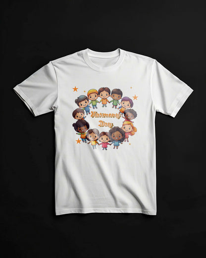 Harmony Day T-Shirt – Living in Harmony Rainbow Design | 100% Cotton Soft Comfort Fit Tee for Kids & Adults