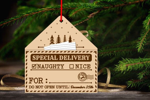 “Letter to Santa” Christmas Ornament – Wooden Envelope Keepsake – Xmas Tree Decoration – Kids Christmas List Holder