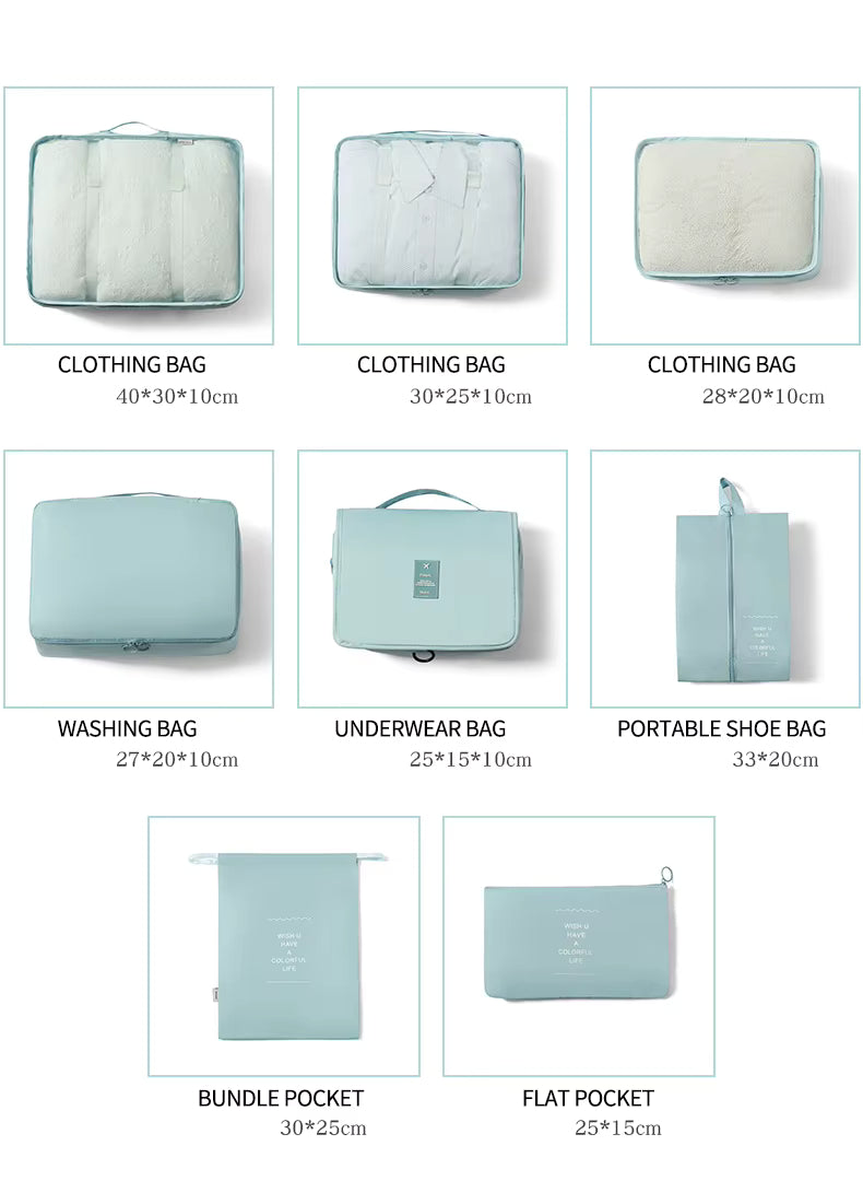 8-Piece Travel Packing Cube Set, Luggage Organiser with Shoe Bags