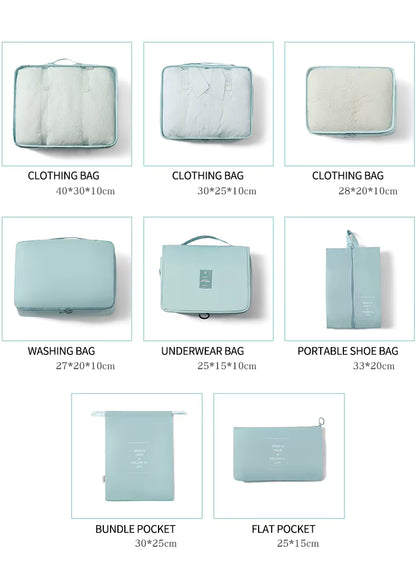 8-Piece Travel Packing Cube Set, Luggage Organiser with Shoe Bags