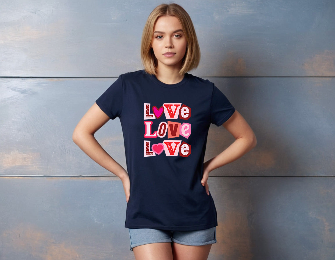 LOVE Graphic T-Shirt – Cute Valentines Day Tee | Retro Block Letter Love Shirt | Women’s Trendy Love Top