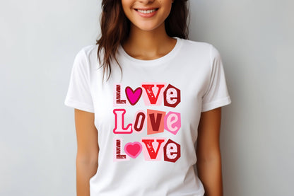 LOVE Graphic T-Shirt – Cute Valentines Day Tee | Retro Block Letter Love Shirt | Women’s Trendy Love Top