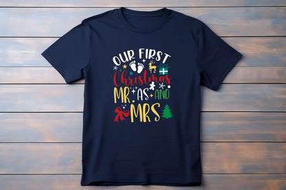 Our First Christmas as Mr & Mrs T-Shirt – Matching Couple Christmas Shirts