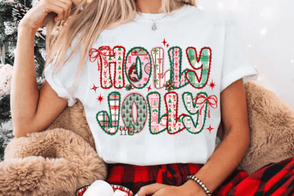 Holly Jolly Christmas T-Shirt – 100% Cotton | Festive Holiday Tee for Women & Teens