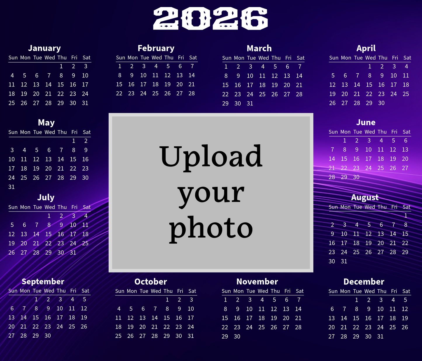 Custom Photo Calendar Mouse Pad 2026 – Personalised Desk Mat with Upload Your Photo