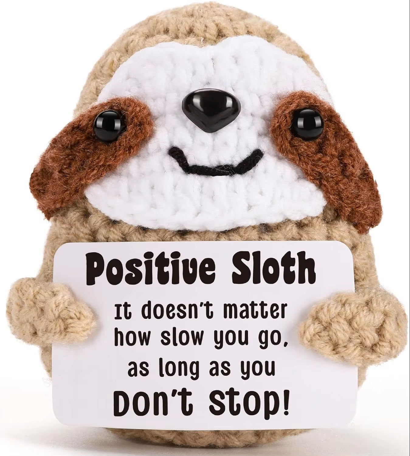 Handmade Crochet Sunflower Emotional Support Plush, Decorative Potted Plant Design with Inspirational Message