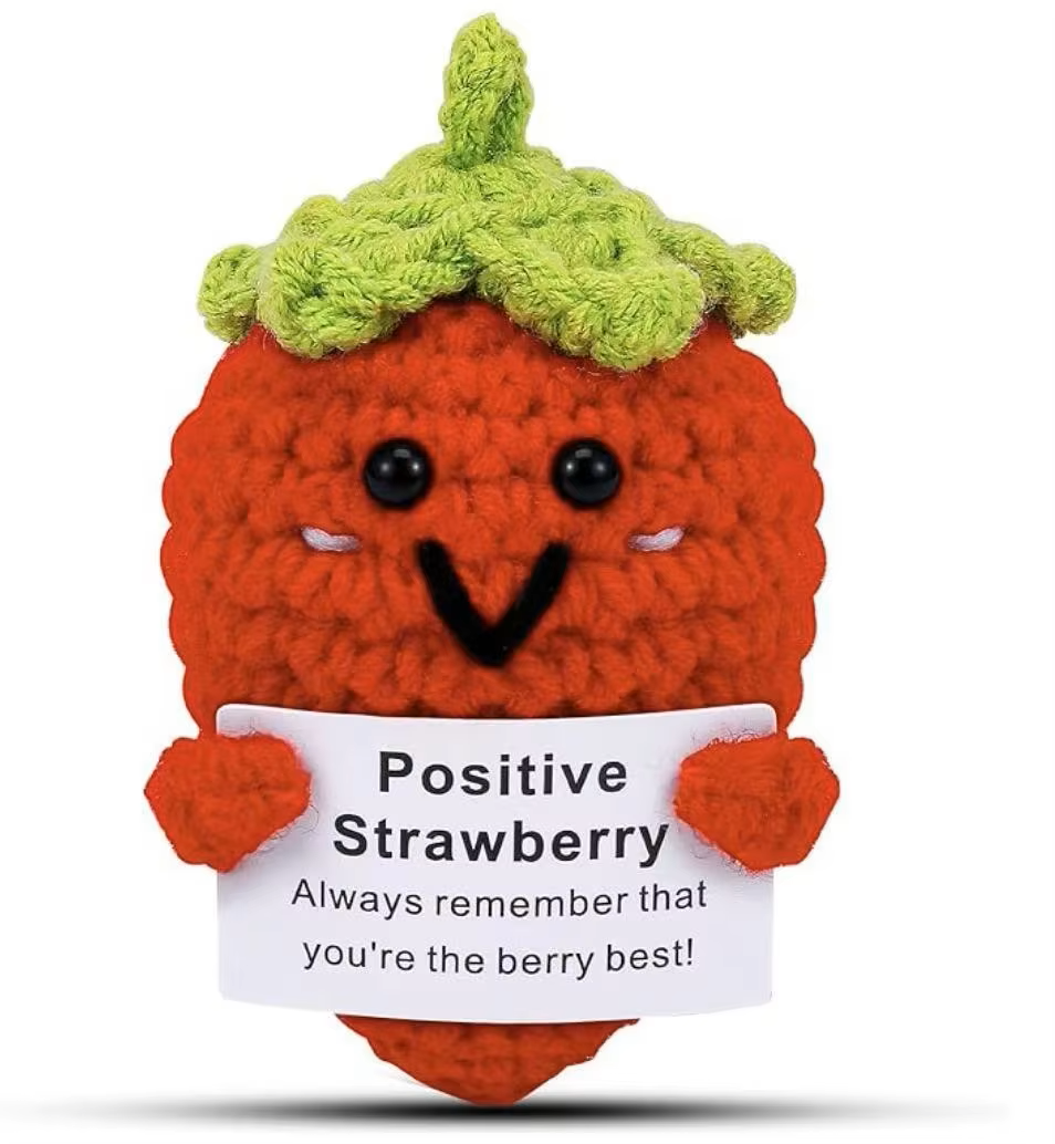 Handmade Crochet Sunflower Emotional Support Plush, Decorative Potted Plant Design with Inspirational Message