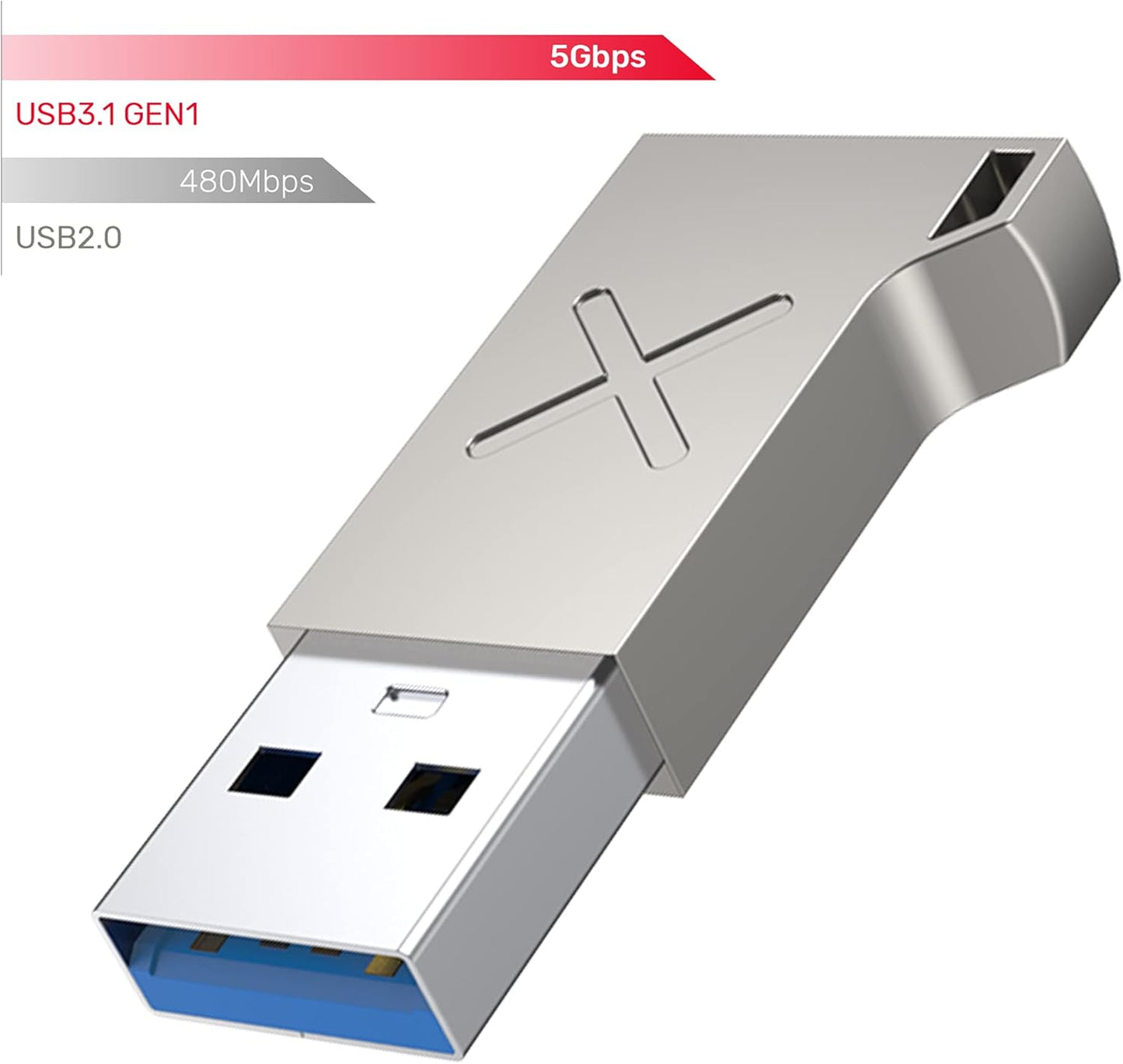 USB-A to USB-C 3.1 Gen1 Adapter, Zinc Metal Alloy, 5Gbps Data Transfer and Charging for Laptops, Smartphones and Tablets, Silver