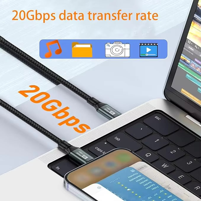 USB-C 3.2 Gen2 20Gbps PD 100W 8K Fast Charging Nylon USB-C to USB-C 1M/2M