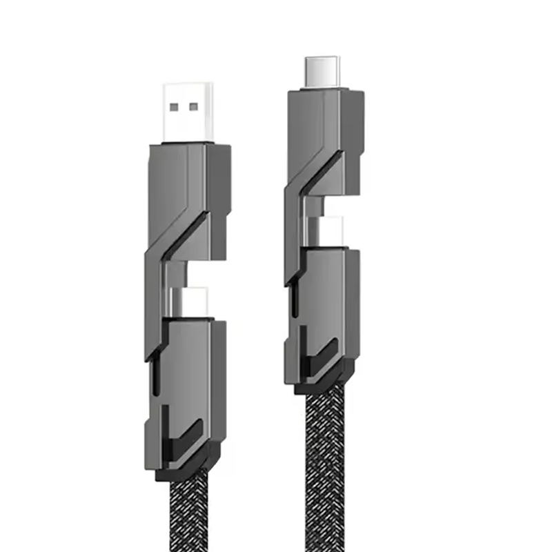 4 in 1 Usb Cable 3A Fast Charging Data Cable Zinc Alloy Usb C to C PD 65W Super Fast Charger Cable (1m/2m)