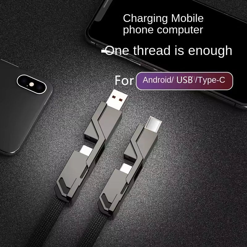 4 in 1 Usb Cable 3A Fast Charging Data Cable Zinc Alloy Usb C to C PD 65W Super Fast Charger Cable (1m/2m)