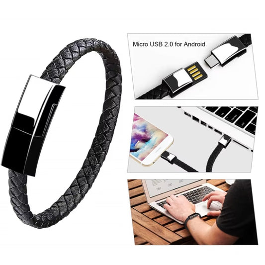USB 2.0 Type-C Fast 3A Charging Aluminum Alloy Data Cable Pure Copper Bracelet