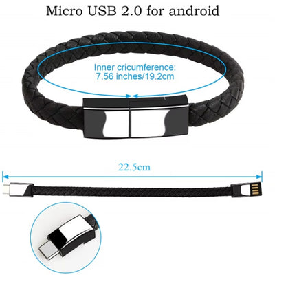 USB 2.0 Type-C Fast 3A Charging Aluminum Alloy Data Cable Pure Copper Bracelet