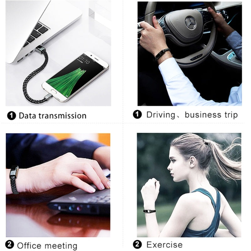 USB 2.0 Type-C Fast 3A Charging Aluminum Alloy Data Cable Pure Copper Bracelet