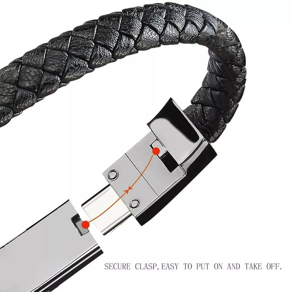 USB 2.0 Type-C Fast 3A Charging Aluminum Alloy Data Cable Pure Copper Bracelet