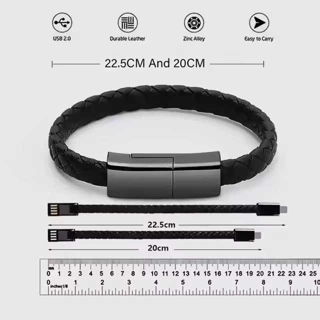 USB 2.0 Type-C Fast 3A Charging Aluminum Alloy Data Cable Pure Copper Bracelet
