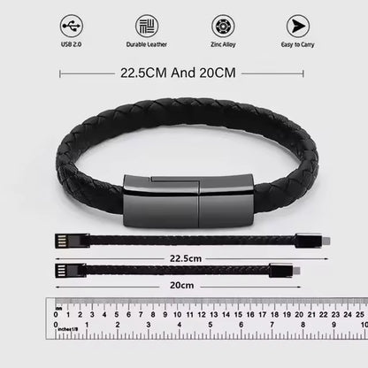 USB 2.0 Type-C Fast 3A Charging Aluminum Alloy Data Cable Pure Copper Bracelet