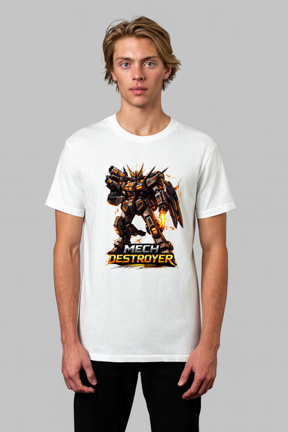 Futuristic Mech Robot T-Shirt – Mech Warrior / Defender / Striker / Destroyer | Anime Style Mecha Graphic Tee | Premium Cotton Unisex Shirt