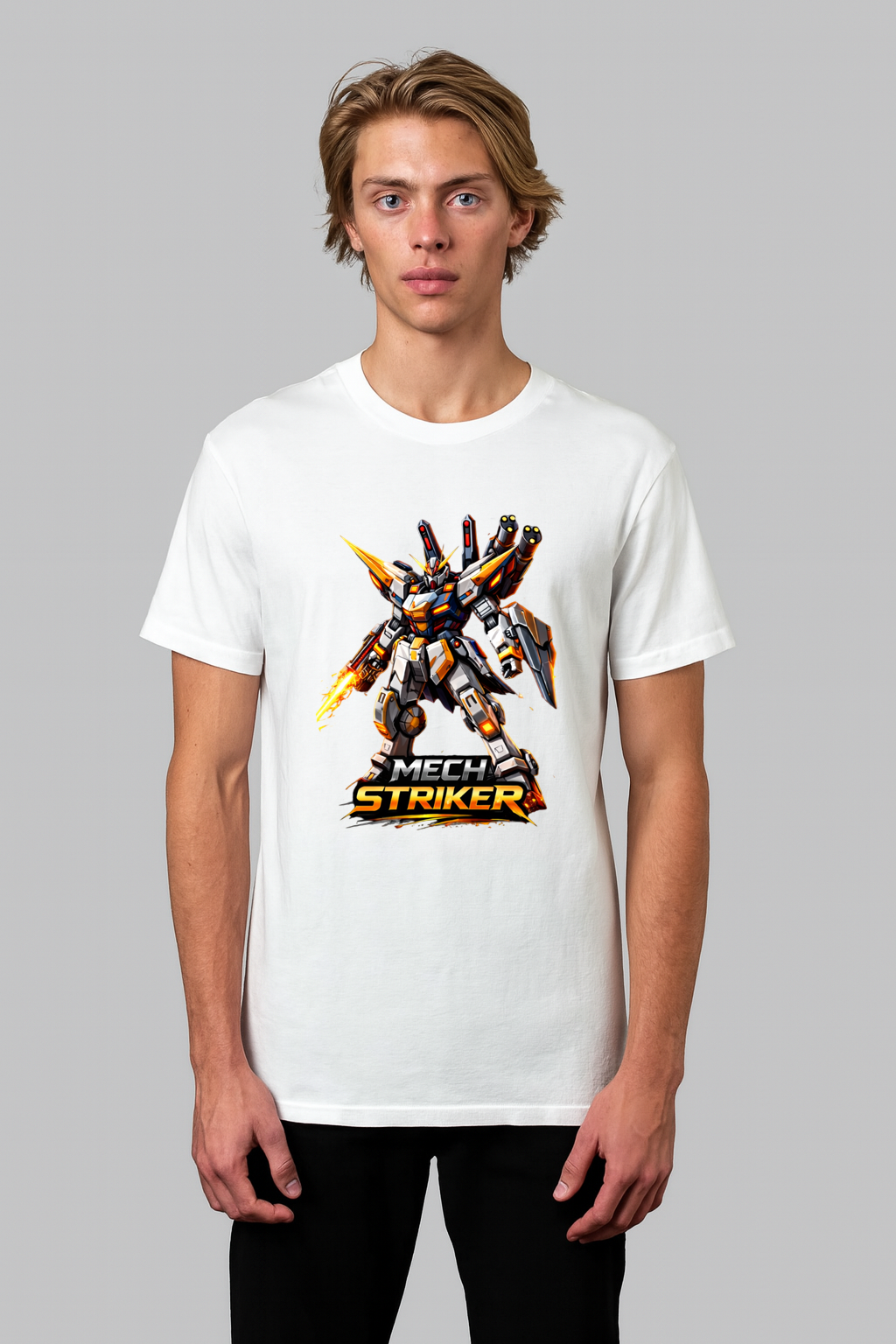 Futuristic Mech Robot T-Shirt – Mech Warrior / Defender / Striker / Destroyer | Anime Style Mecha Graphic Tee | Premium Cotton Unisex Shirt