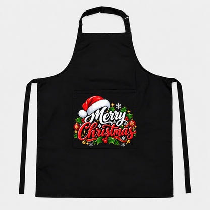 Black Christmas apron with Merry Christmas design