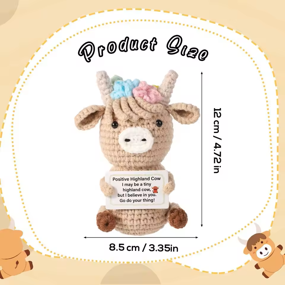 Handmade Crochet Sunflower Emotional Support Plush, Decorative Potted Plant Design with Inspirational Message