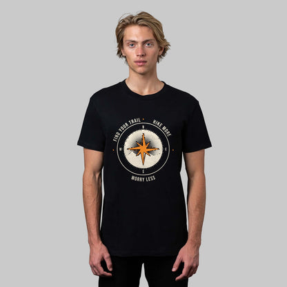 Find Your Trail hiking t-shirt in black, front view