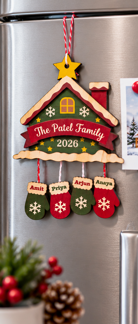 Personalised Family Christmas Ornament 2026, Custom Wooden Christmas Decoration, Family Name Hanging Ornament, Christmas Tree Gift