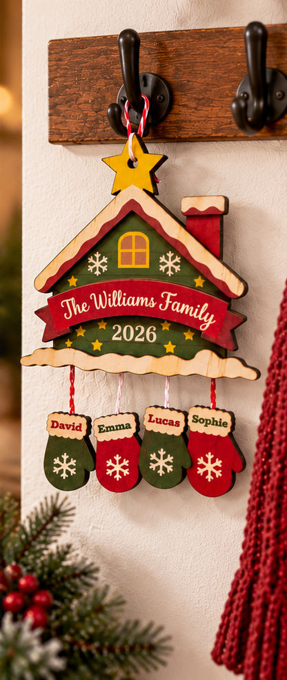 Personalised Family Christmas Ornament 2026, Custom Wooden Christmas Decoration, Family Name Hanging Ornament, Christmas Tree Gift