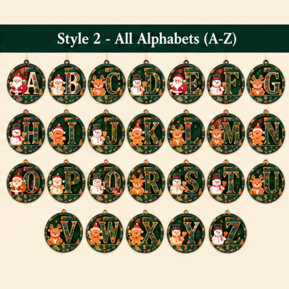 All 26 letters A to Z in the forest green pattern style