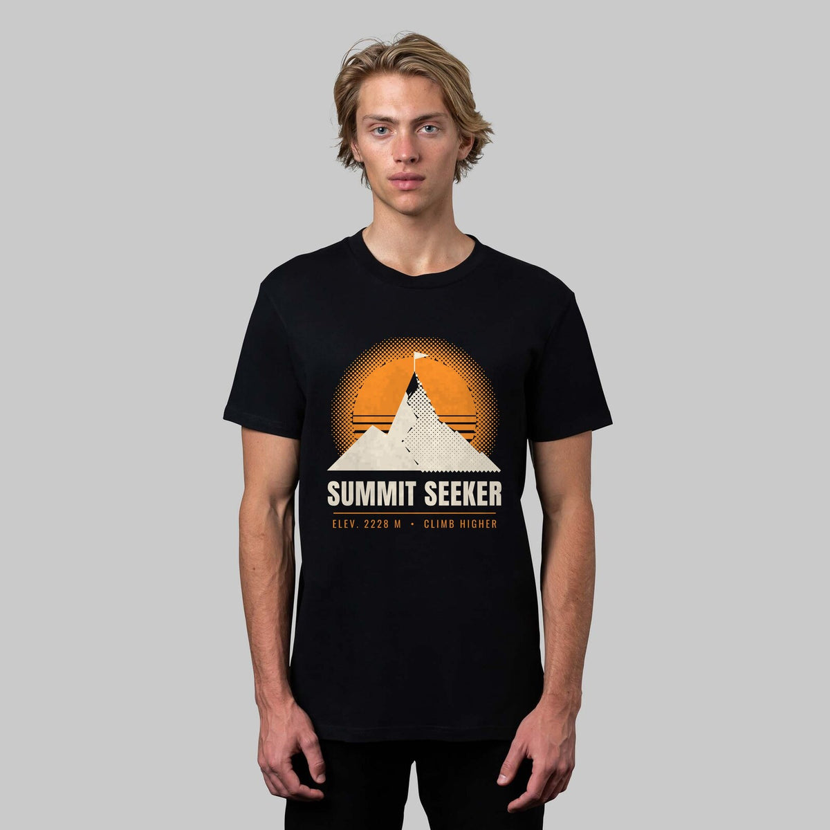 Summit Seeker hiking t-shirt in black, front view