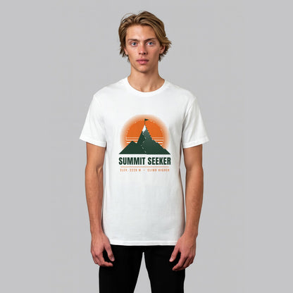Summit Seeker hiking t-shirt in white, front view